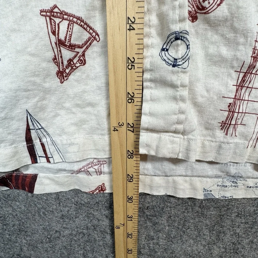 Oneill Jack Oneill Collection Shirt Mens XL White Sailboat Print Linen Button Up